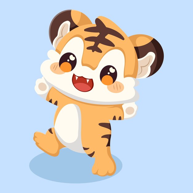 Cute Baby Tiger Character Design Illustration