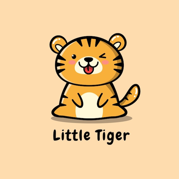 Cute baby tiger sitting cartoon illustration Cute kawaii animal character