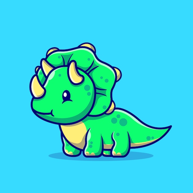 Cute Baby Triceratops Cartoon Character. Animal Dino Isolated.