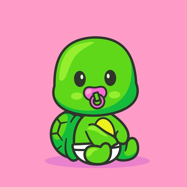 Cute baby turtle cartoon icon