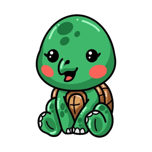 Cute baby turtle cartoon sitting