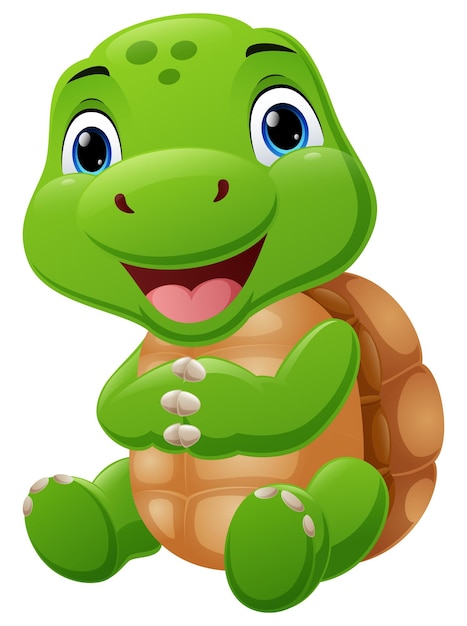 Cute baby turtle cartoon sitting