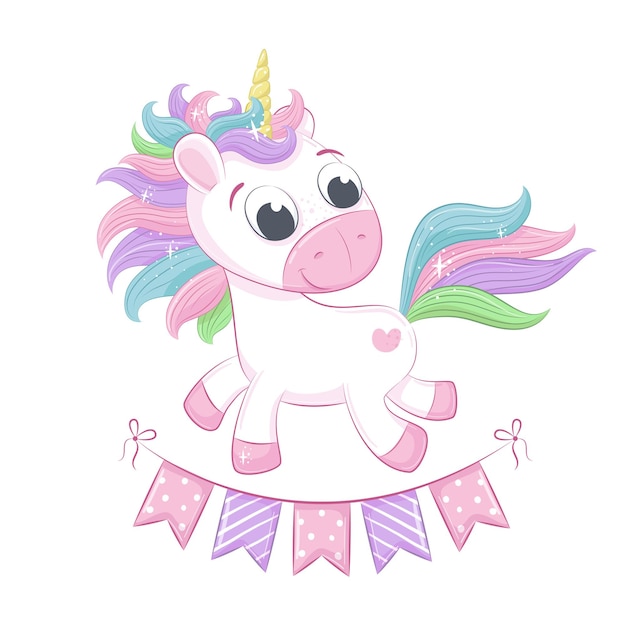 Cute baby unicorn illustration.