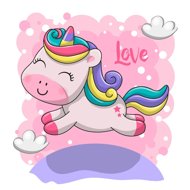 Cute baby unicorn illustration.