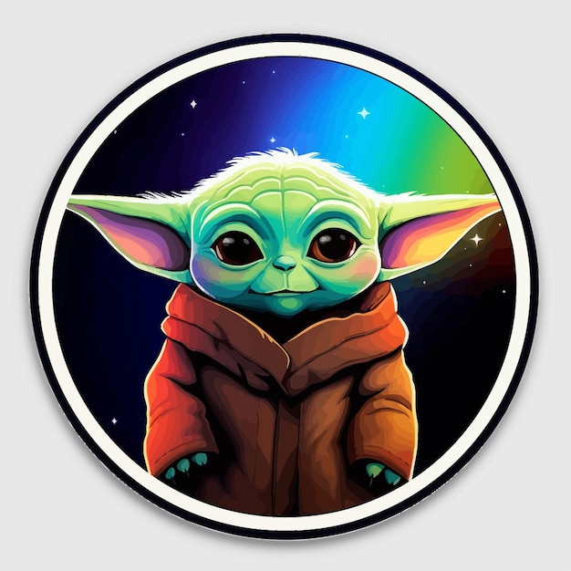 Vector cute baby yoda sticker