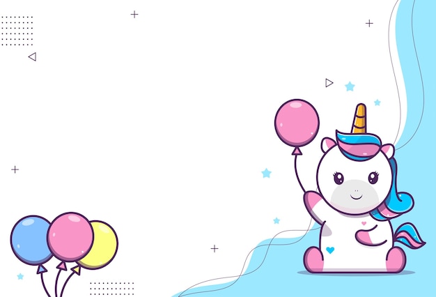 cute background of cute unicorn character unicorn holding a balloon while sitting