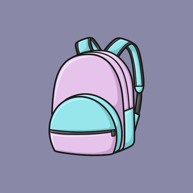 Cute Backpack Cartoon Vector Illustration Isolated