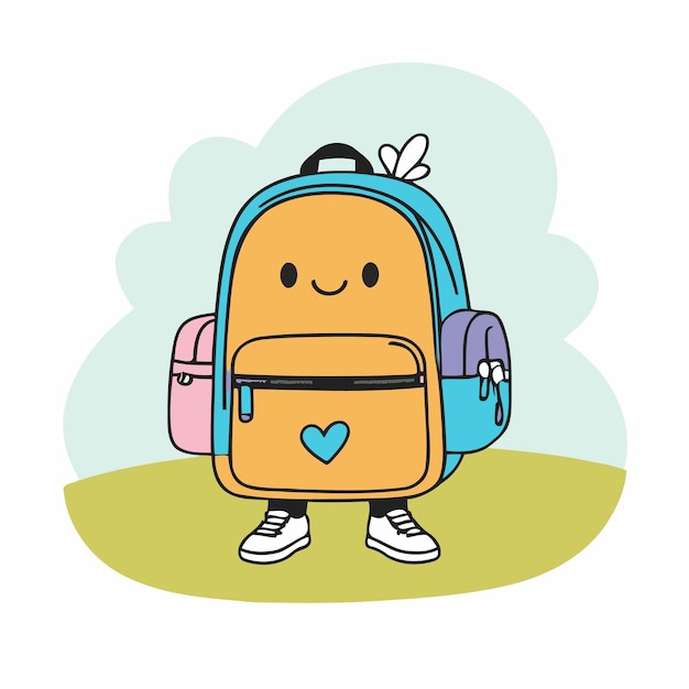 Vector cute bagpack vector illustration of a for toddlers books