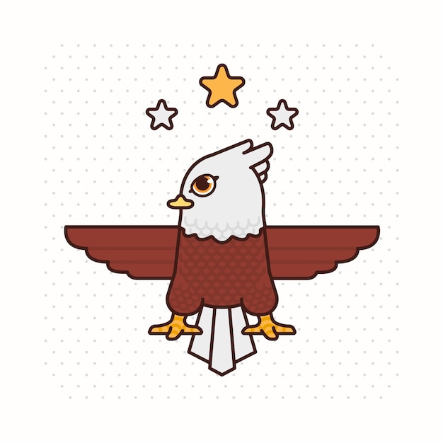 Cute bald eagle mascot cartoon logo illustration