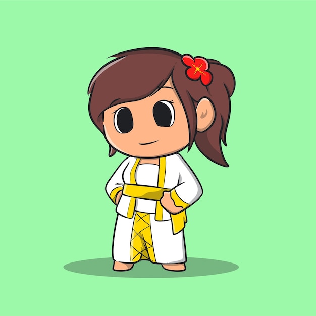 Cute Balinese girl standing cartoon vector icon illustration