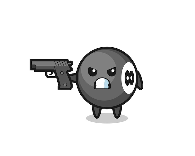 cute ball billiard character shoot with a gun