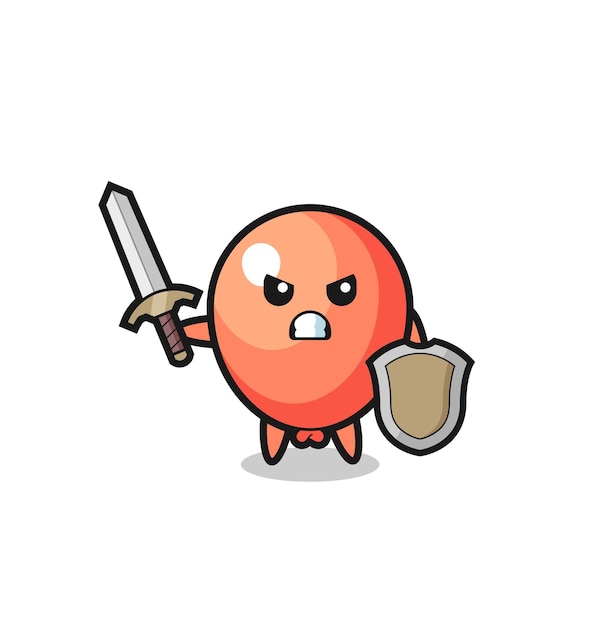 Cute balloon soldier fighting with sword and shield