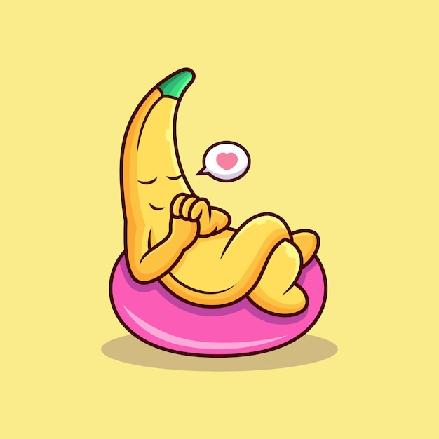 Cute Banana Relax on Pillow Cartoon