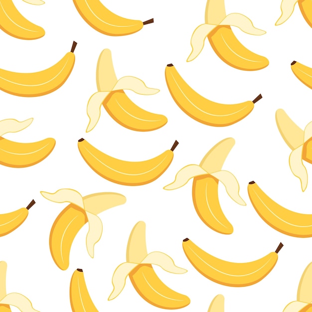 Cute bananas seamless pattern on white background summer textile design