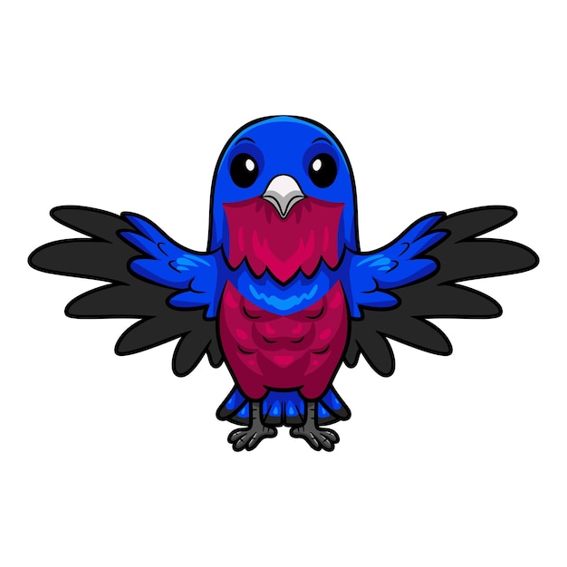 Cute banded cotinga bird cartoon flying