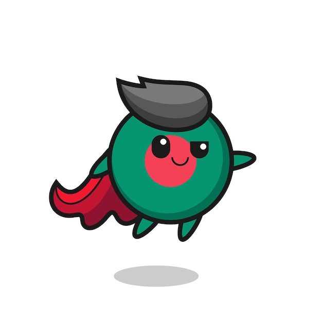 Cute bangladesh flag badge superhero character is flying