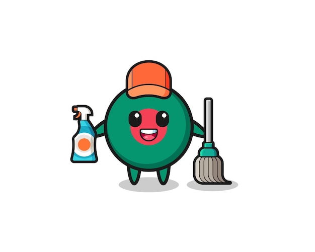 cute bangladesh flag character as cleaning services mascot
