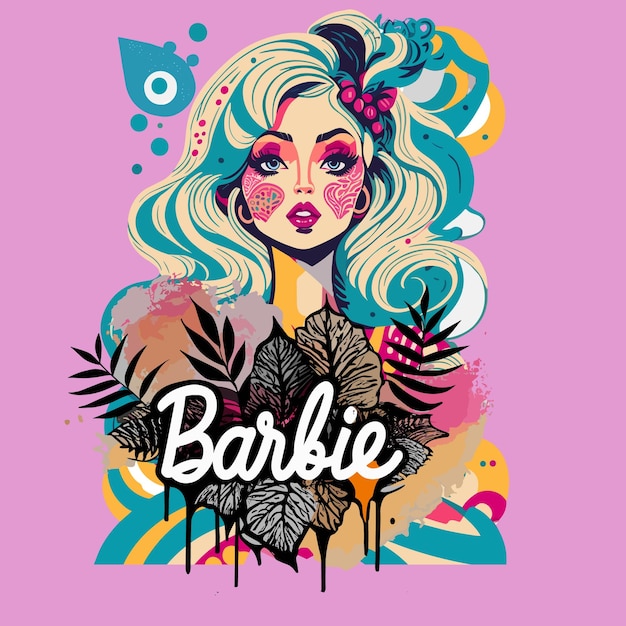 Cute Barbie eps Vector design for adults girl children kids women's t shirt hoodie stickers Clip art