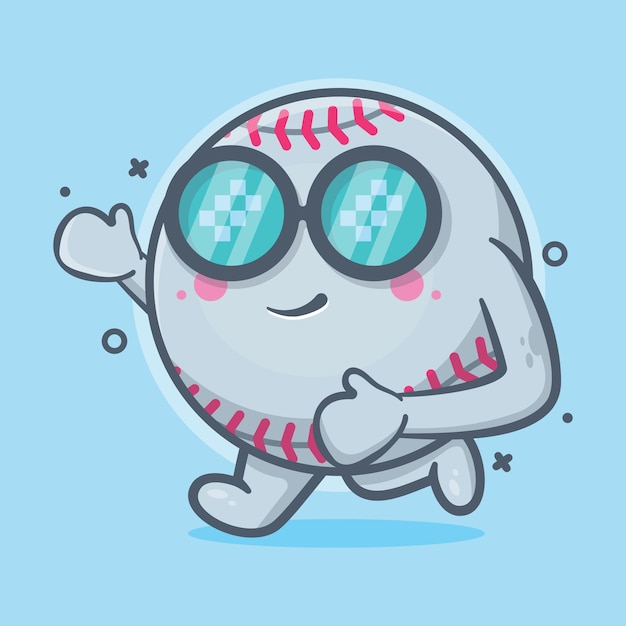 cute baseball ball character mascot running isolated cartoon in flat style design