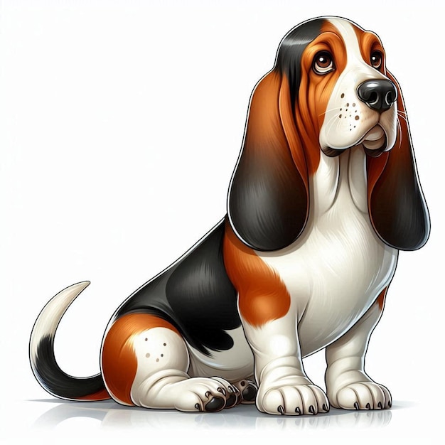 Vector cute basset hound dogs vector cartoon illustration