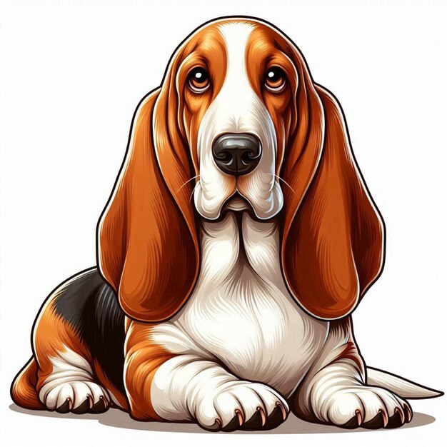 Vector cute basset hound dogs vector cartoon illustration