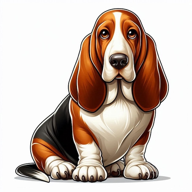 Vector cute basset hound dogs vector cartoon illustration