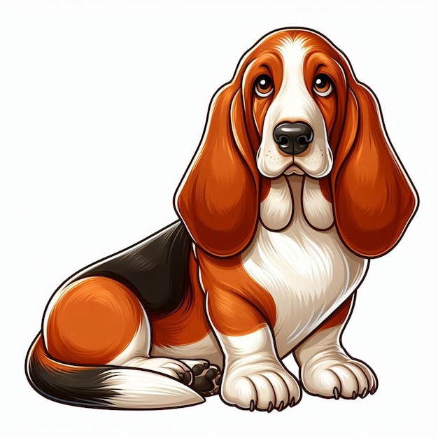 Vector cute basset hound dogs vector cartoon illustration