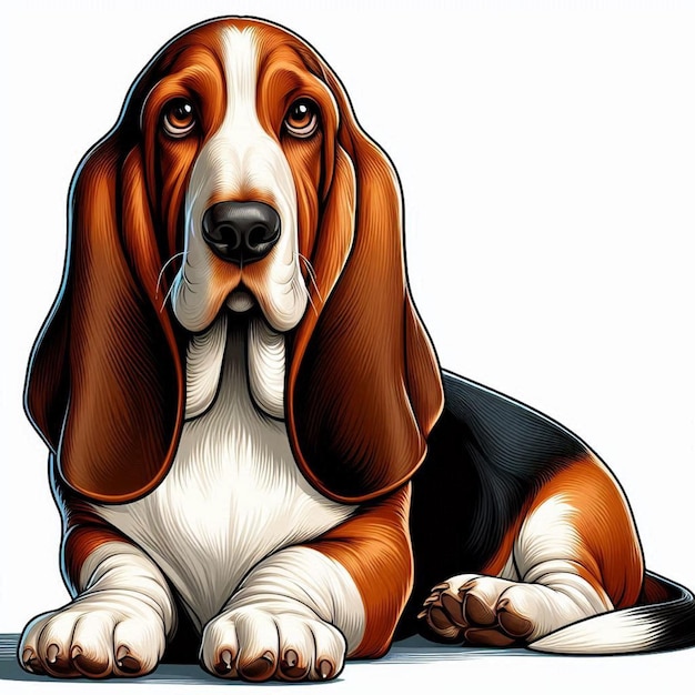 Cute Basset Hound Dogs Vector Cartoon illustration