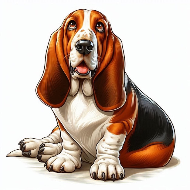 Vector cute basset hound dogs vector cartoon illustration