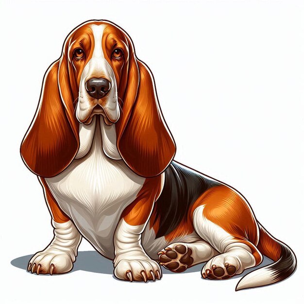 Vector cute basset hound dogs vector cartoon illustration