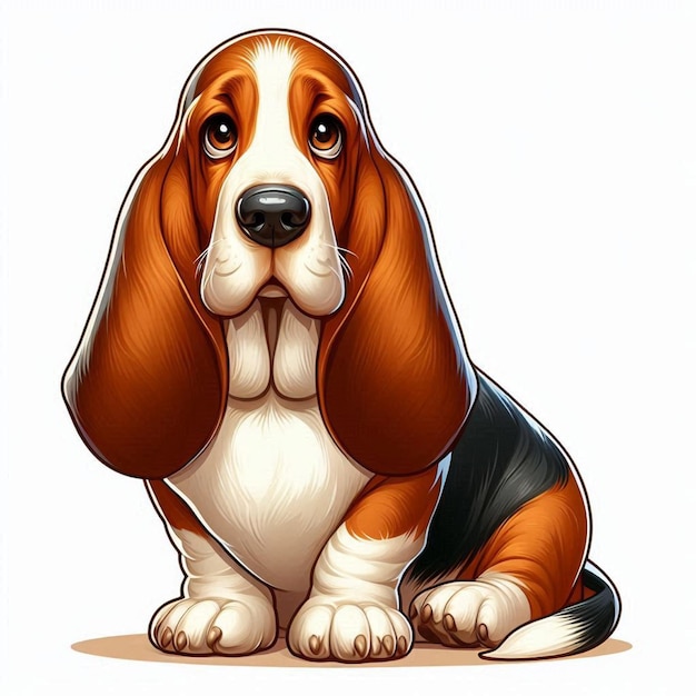 Vector cute basset hound dogs vector cartoon illustration