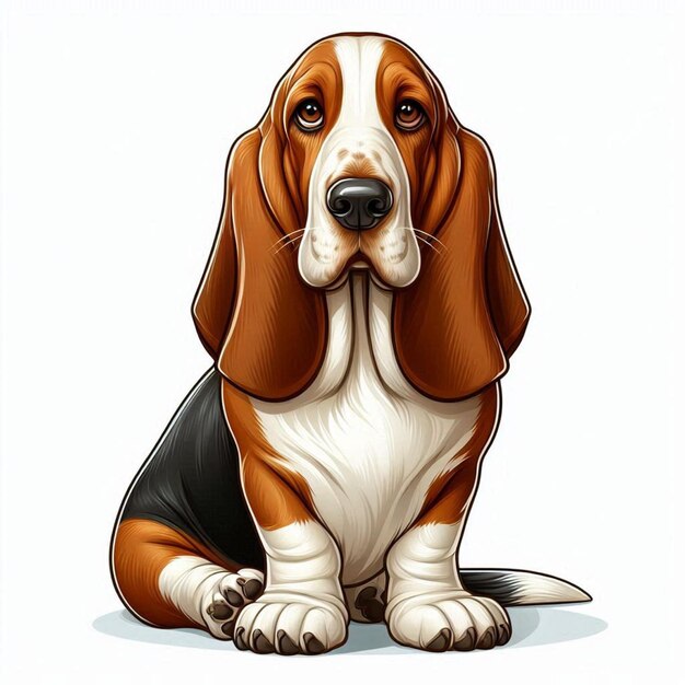 Vector cute basset hound dogs vector cartoon illustration