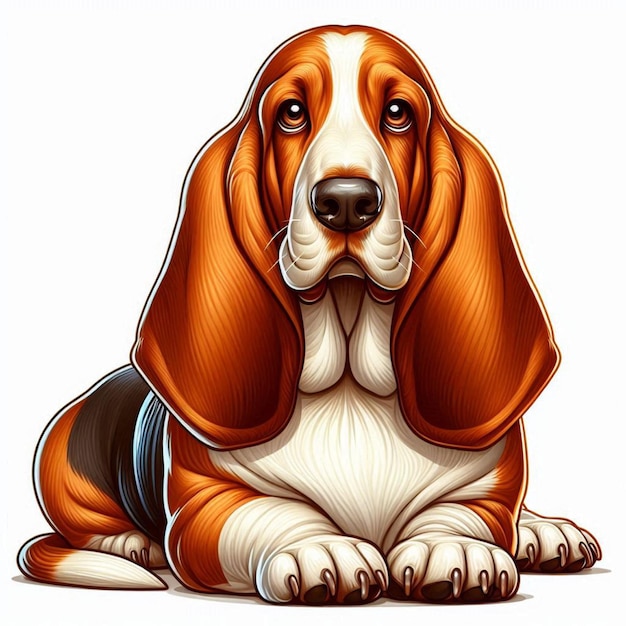 Vector cute basset hound dogs vector cartoon illustration