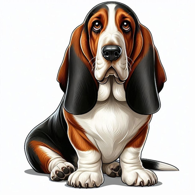 Vector cute basset hound dogs vector cartoon illustration