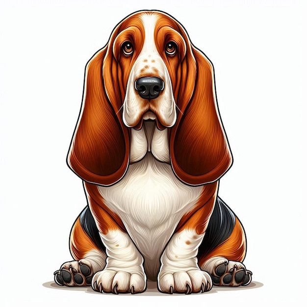 Vector cute basset hound dogs vector cartoon illustration