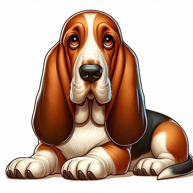 Vector cute basset hound dogs vector cartoon illustration