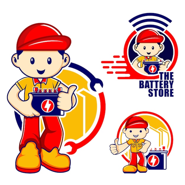 A cute battery shop mascot