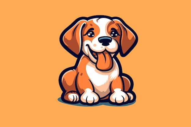 Cute Beagle dog cartoon vector illustration Isolated on orange background