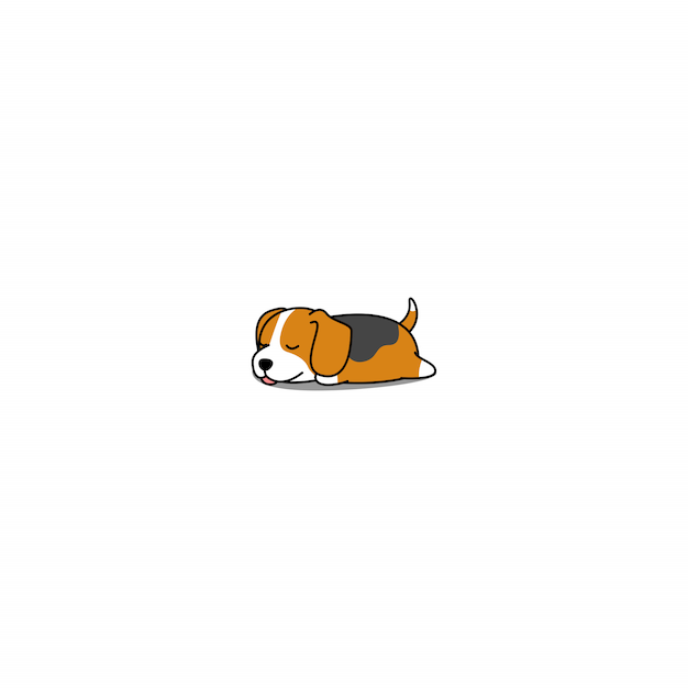 Cute beagle puppy sleeping cartoon