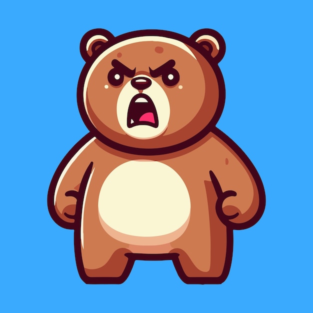 Cute bear angry cartoon vector