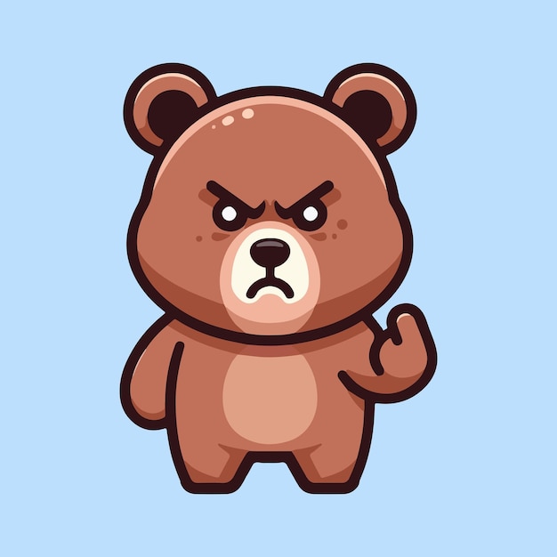 Cute bear angry cartoon vector