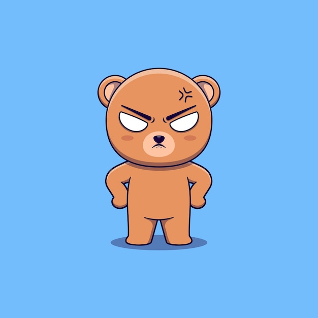 Cute bear angry expression with hand on waist