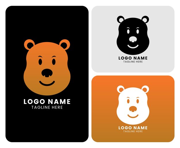 Vector cute bear animal logo simple