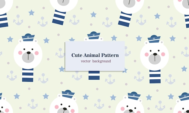 Cute bear animal seamless pattern background