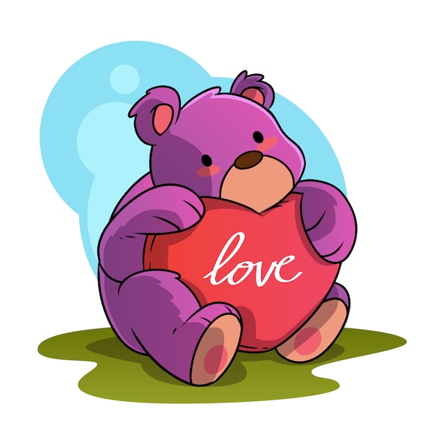 cute bear cartoon animal hugging love symbol 