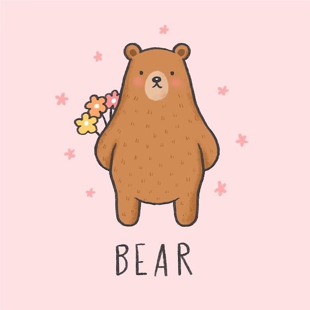 Cute Bear cartoon hand drawn style