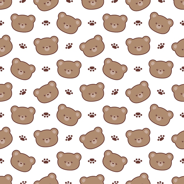 Cute bear cartoon seamless pattern vector illustration