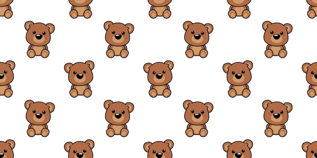 Cute bear cartoon seamless pattern, vector illustration