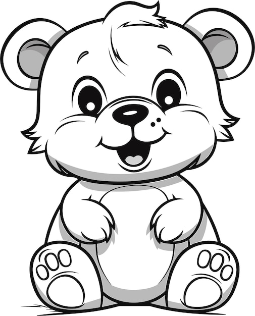 A cute bear Colouring Pages for kids vector illustration