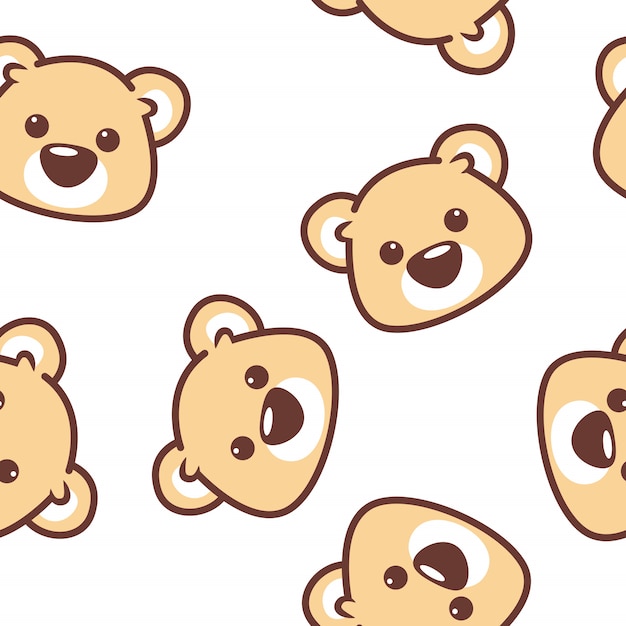 Cute bear face seamless pattern